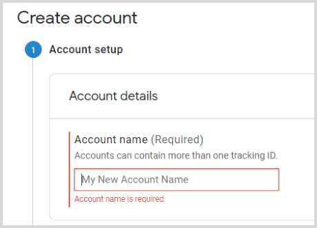 Google analytics account name