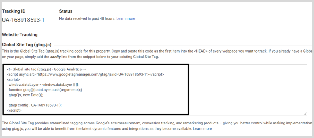 Google analytics code