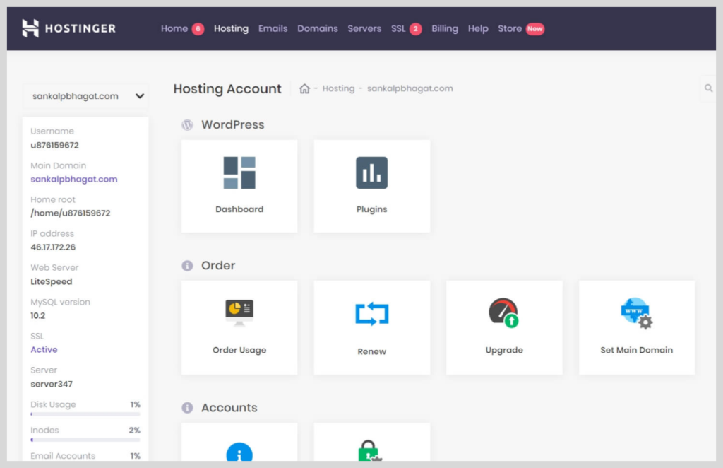 Hostinger hpanel