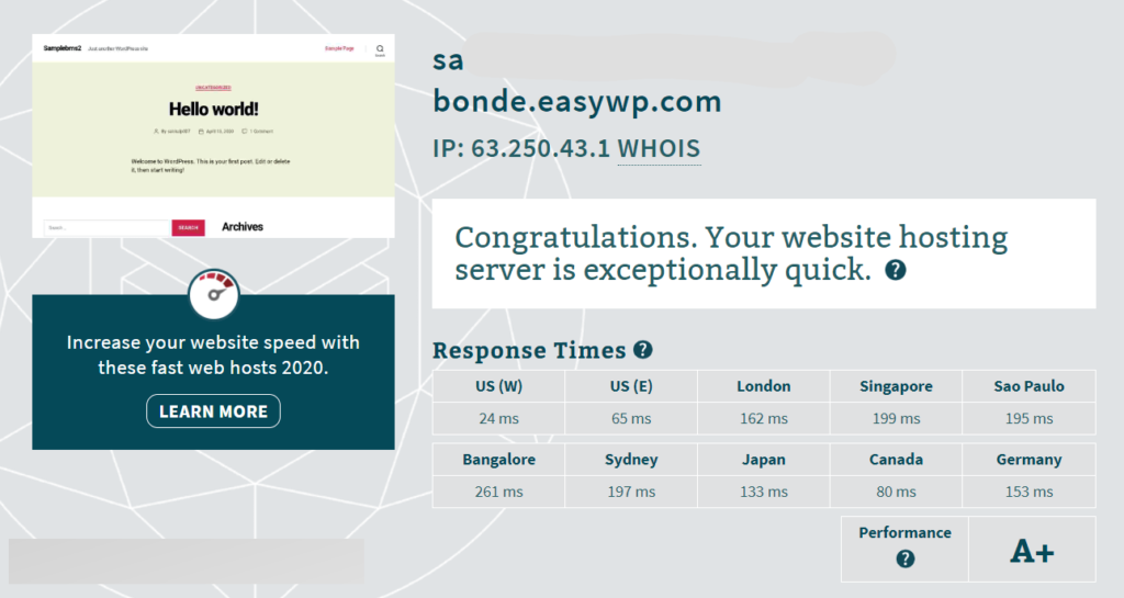 Easywp starter response time