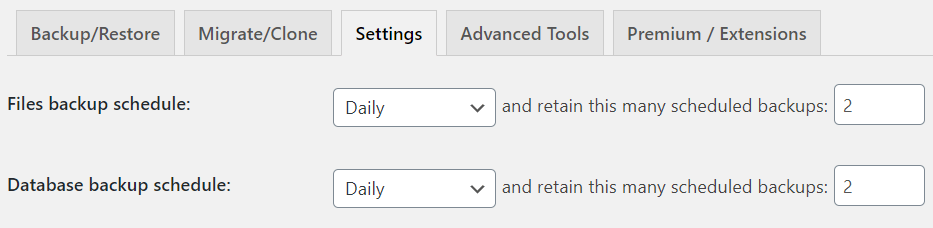 Updraft plugin schedule