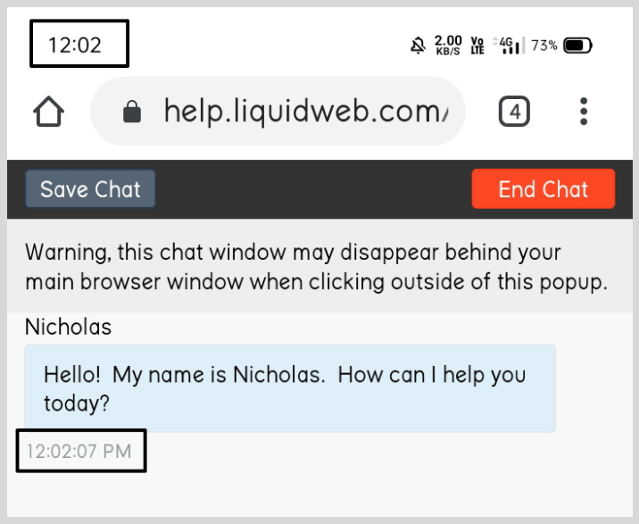 LiquidWeb live chat