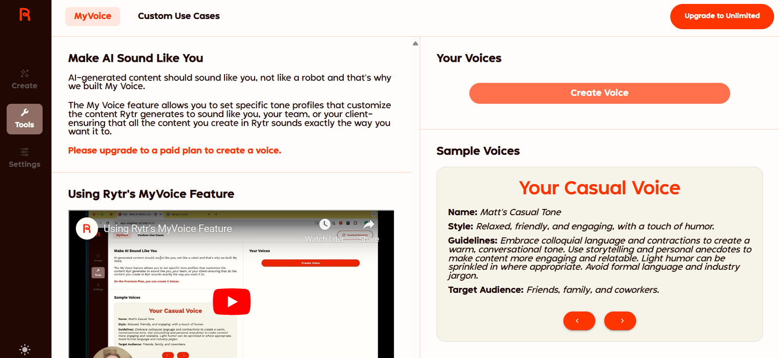 rytr myvoice